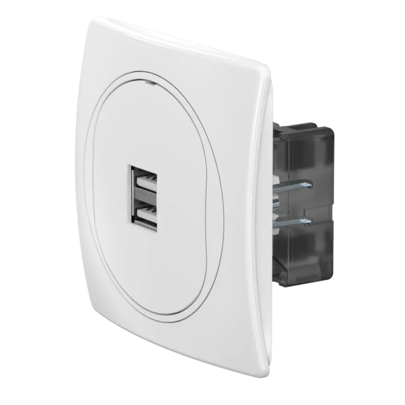 Розетка скрытой установки CADUCEUS ALING EON USB тип A для зарядки устройств, двойная, 2,1А, 5В=, 250В~