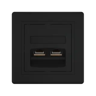 Розетка скрытой установки CADUCEUS ALING PRESTIGE двойная компьютерная с модулями Keystone RJ45 8P8C, cat.6, FTP
