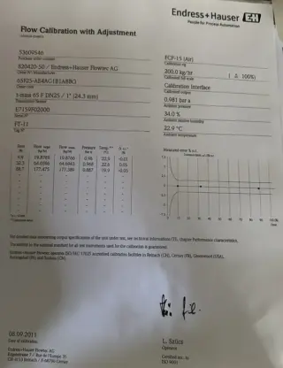 Термально массовый расходомер Endress Hauser DN25