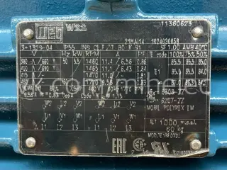 Электродвигатель 5.5 кВт, 1460 об/мин (5,5квт 1500 оборотов в минуту) Weg, W22, тип 132S-04 11360623