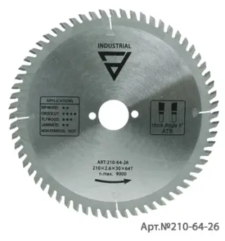 190-64-26AL. Пильный диск по алюминию 190X2.8/2.2X30X64T