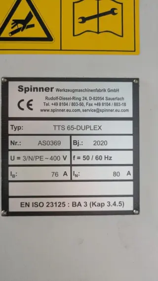 Токарно-фрезерный центр ЧПУ SPINNER TTS 65-Duplex