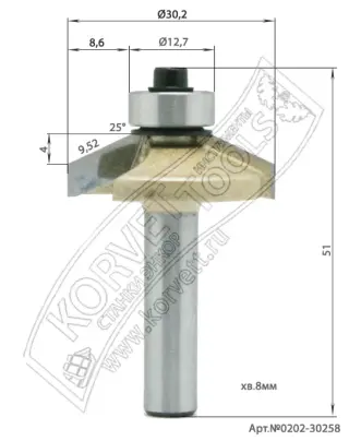 0202-7930. Фреза кромочная конусная н\п D78.98 B38.1 А30° TL80 Х12 #16410
