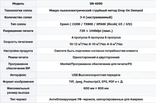Принтер промышленный планшетный УФ-струйный модель SN-6090
