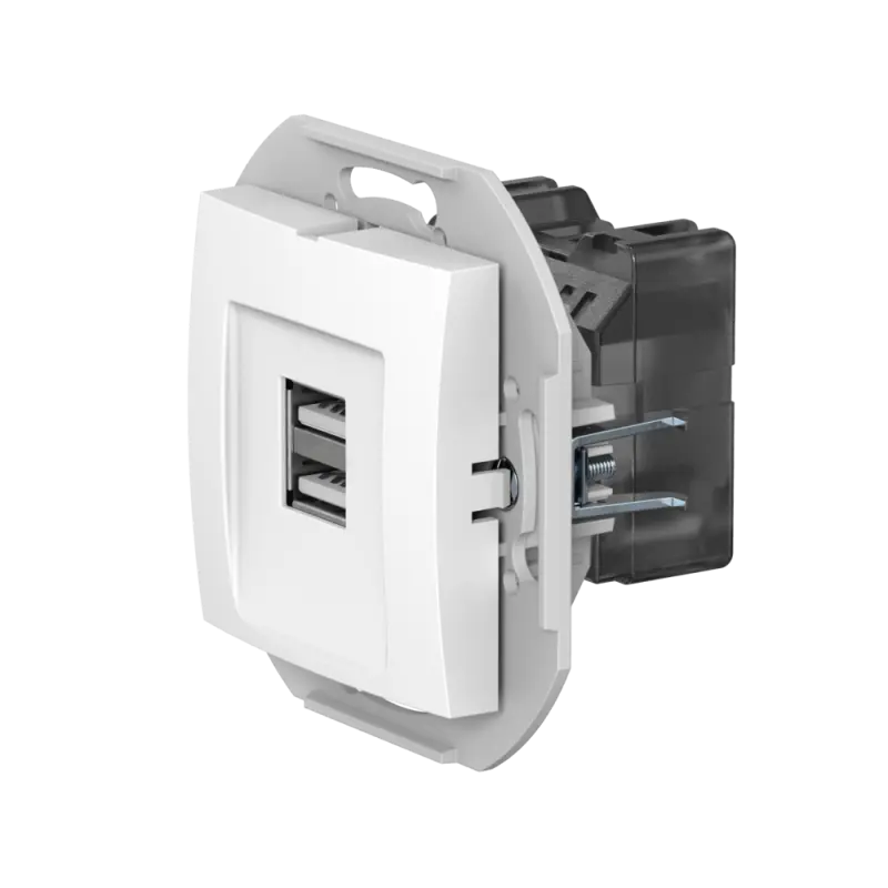 Розетка скрытой установки CADUCEUS ALING PRESTIGE двойная, USB, тип А, для зарядки устройств, 2,1А, 5В=, 250В~, механизм