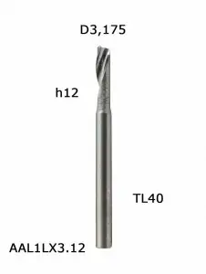 NY1LX3.12. Фреза спиральная однозаходная up D3,175 H12 TL40 Т\З