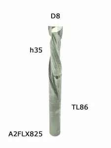 AA2FLX835. Фреза компрессионная двухзаходная D8 h35 TL80