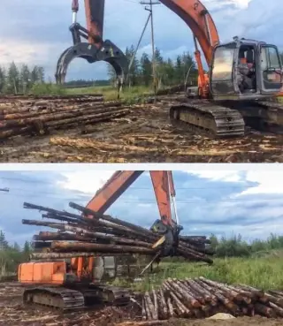 Неповоротный захват для леса на экскаватор