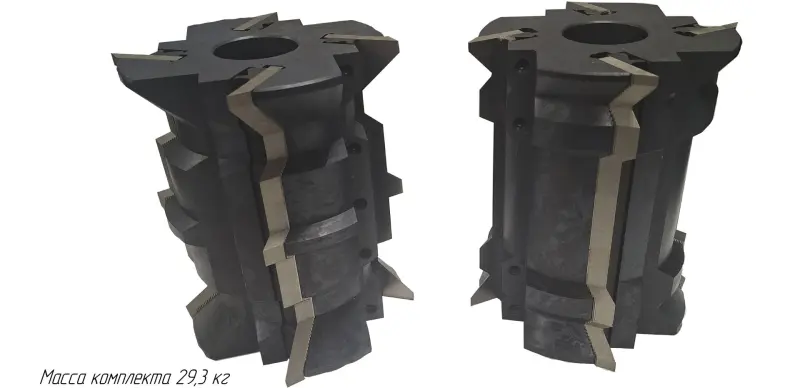 Комплект бланкетных фрез брус двухшиповой с пазом h186 170/160х50х200 Z4