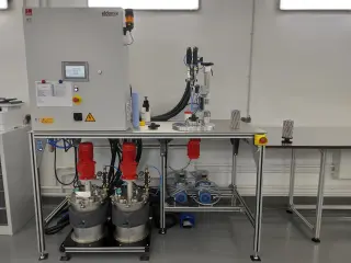 Продажа комплекта оборудования для производства фильтроэлементов (Заливочная установка DOPAG eldomix 600 (Германия, 2020) · Стенд пузырько
