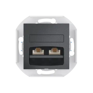 Розетка скрытой установки CADUCEUS ALING PRESTIGE с модулями Keystone 2хRJ12 6P4C, двойная телефонная, механизм
