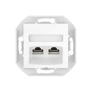 Розетка скрытой установки CADUCEUS ALING PRESTIGE двойная компьютерная с модулями Keystone RJ45 8P8C, cat.6, UTP, механизм