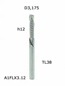 NY1LX3.12. Фреза спиральная однозаходная up D3,175 H12 TL40 Т\З