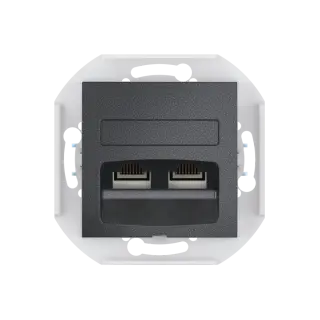 Розетка скрытой установки CADUCEUS ALING PRESTIGE двойная компьютерная с модулями Keystone RJ45 8P8C, cat.6, UTP, механизм