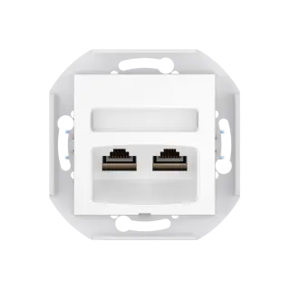 Розетка скрытой установки CADUCEUS ALING PRESTIGE двойная, компьютерная с модулями Keystone RJ45 8P8C, cat.5e, FTP, механизм
