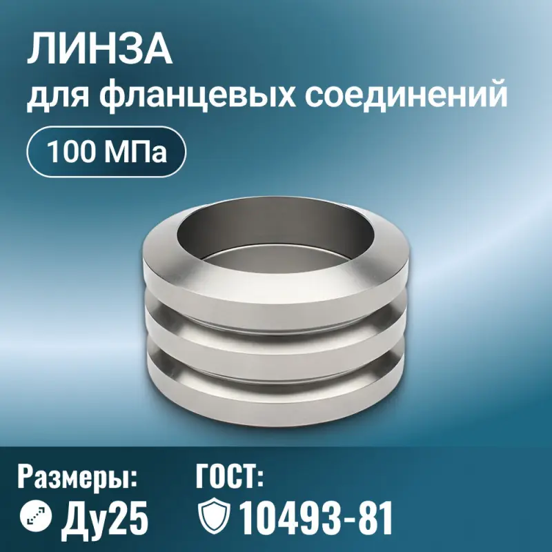 Линза для фланцевых соединений ГОСТ 10493-81, Ду 25 мм, Ру 100 МПа