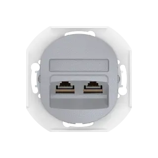 Встраиваемая двойная компьютерная розетка CADUCEUS ALING EON с модулями Keystone RJ45 8P8C cat.5e FTP, механизм