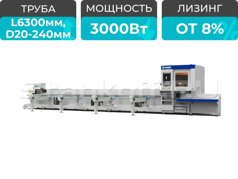 Оптоволоконный лазерный труборез с наклонной головой и полуавтоматической системой погрузки A22-C/3000 Raycus 5-Axis