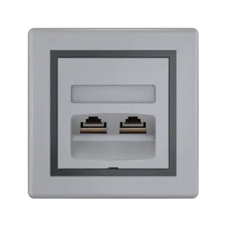 Розетка скрытой установки CADUCEUS ALING PRESTIGE двойная компьютерная с модулями Keystone RJ45 8P8C, cat.6, FTP