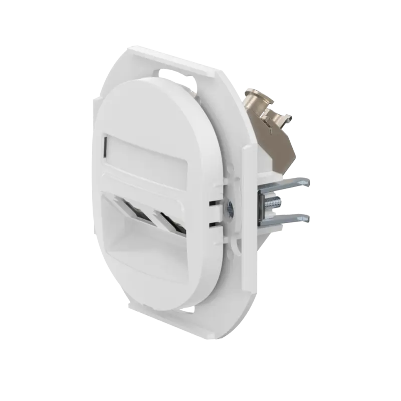 Встраиваемая двойная компьютерная розетка CADUCEUS ALING EON с модулями Keystone RJ45 8P8C cat.6 FTP, механизм