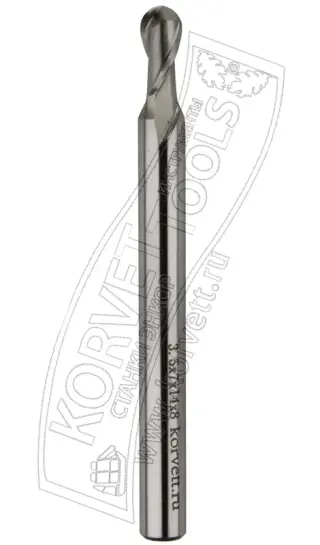 v7148b. Фреза спиральная D7 H14 TL90 R3.5 Х8 Z2 HSS Co8