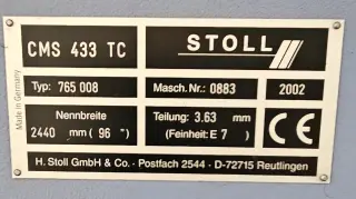 Плосковязальная машина STOLL CMS 433 TC E7