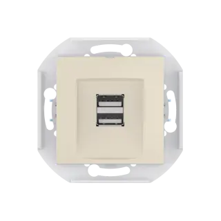 Розетка скрытой установки CADUCEUS ALING PRESTIGE двойная, USB, тип А, для зарядки устройств, 2,1А, 5В=, 250В~, механизм