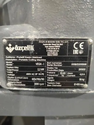 Одноголовочная пила по пвх Ozcelik Vega I