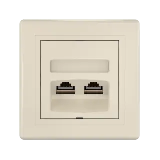 Розетка скрытой установки CADUCEUS ALING PRESTIGE двойная компьютерная с модулями Keystone RJ45 8P8C, cat.6, FTP