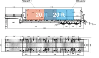 Полуприцеп-тяжеловоз (трал) низкорамный, 60тонн, 3 оси TONGYADA