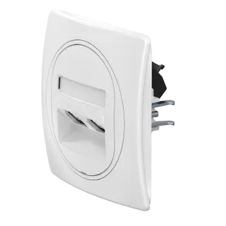 Встраиваемая двойная компьютерная розетка CADUCEUS ALING EON с модулями Keystone RJ45 8P8C, cat.5e, UTP