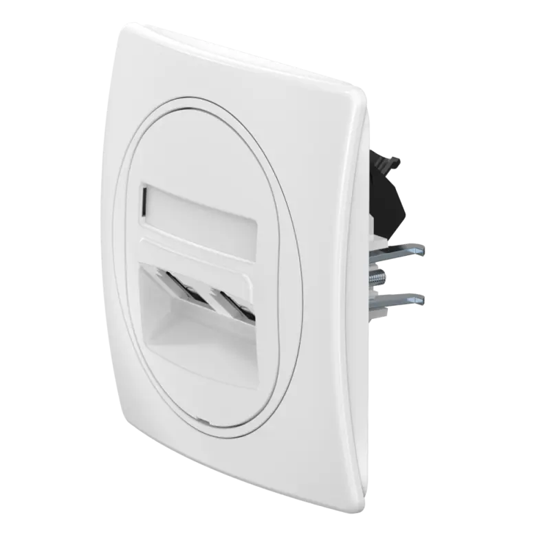 Встраиваемая двойная компьютерная розетка CADUCEUS ALING EON с модулями Keystone RJ45 8P8C, cat.5e, UTP
