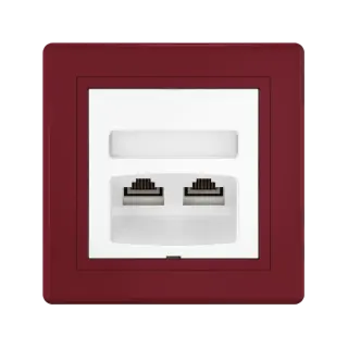 Розетка скрытой установки CADUCEUS ALING PRESTIGE двойная компьютерная с модулями Keystone RJ45 8P8C cat.6, UTP