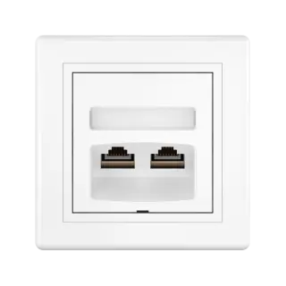 Розетка скрытой установки CADUCEUS ALING PRESTIGE двойная компьютерная с модулями Keystone RJ45 8P8C, cat.6, FTP
