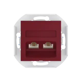 Розетка скрытой установки CADUCEUS ALING PRESTIGE с модулями Keystone 2хRJ12 6P4C, двойная телефонная, механизм