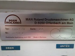 4-х красочную офсетную машину MAN Roland 204T OB, 1995 г.в, 42 млн. оттисков в Минске