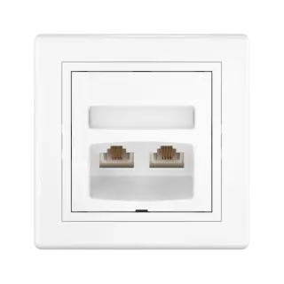 Розетка скрытой установки CADUCEUS ALING PRESTIGE с модулями Keystone 2хRJ12 6P4C, двойная, телефонная