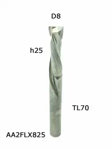 N2FLX825. Фреза компрессионная двухзаходная D8 h25 TL60