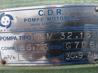 Нефтяной насос C.D.R. TMM 32.16 с хранения
