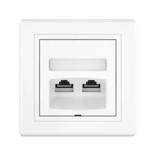 Розетка скрытой установки CADUCEUS ALING PRESTIGE двойная компьютерная с модулями Keystone RJ45 8P8C cat.6, UTP