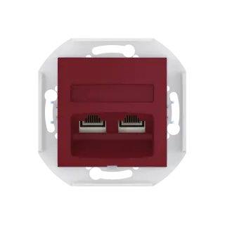 Розетка скрытой установки CADUCEUS ALING PRESTIGE двойная компьютерная с модулями Keystone RJ45 8P8C, cat.6, UTP, механизм