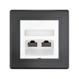 Розетка скрытой установки CADUCEUS ALING PRESTIGE двойная компьютерная с модулями Keystone RJ45 8P8C, cat.6, FTP