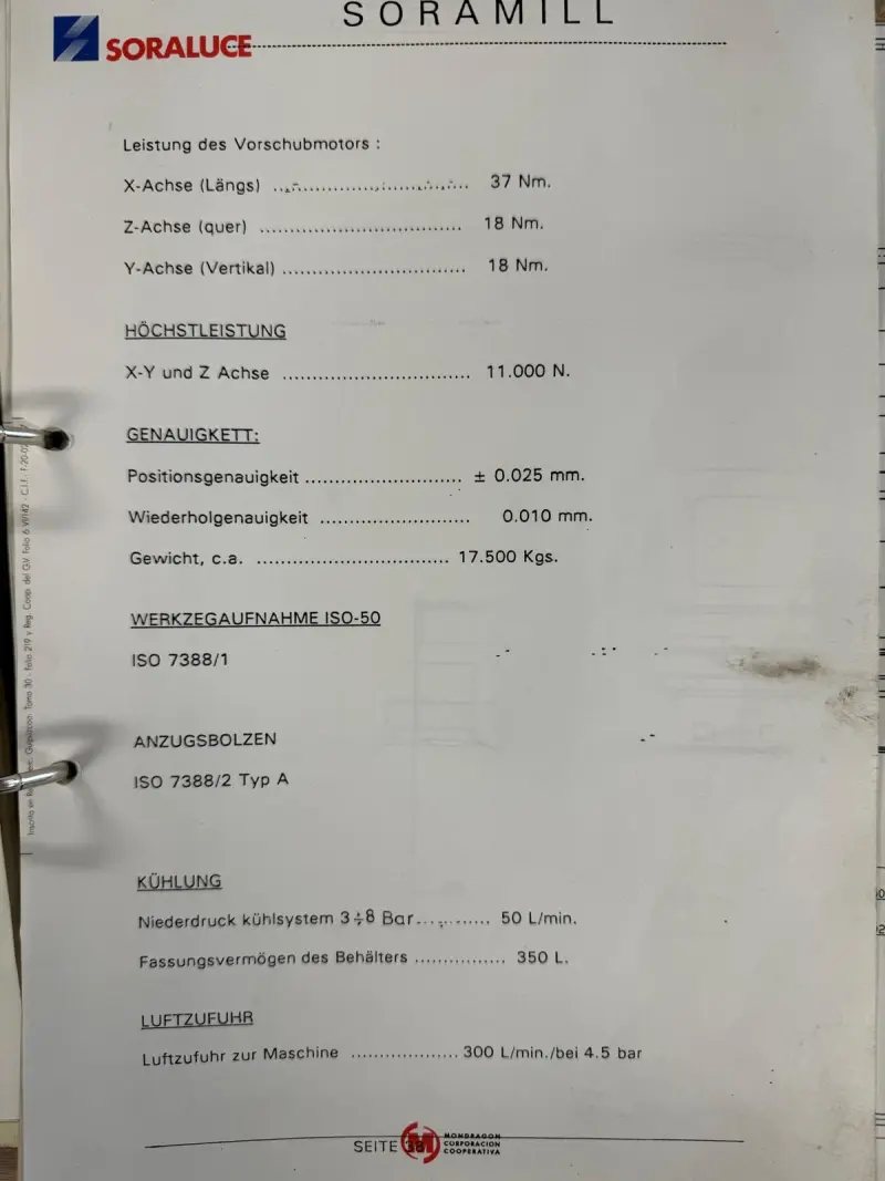 фрезерный станок с ЧПУ SORALUCE - SORAMILL SL 6000