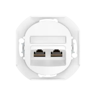Встраиваемая двойная компьютерная розетка CADUCEUS ALING EON с модулями Keystone RJ45 8P8C cat.6 FTP, механизм