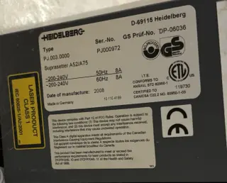 СТР HEIDELBERG Computer-to-Plate Suprasseter А52/A75 в комплекте Raptor PRO 85T. 2008год