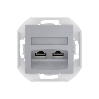 Розетка скрытой установки CADUCEUS ALING PRESTIGE двойная, компьютерная с модулями Keystone RJ45 8P8C, cat.5e, UTP, механизм