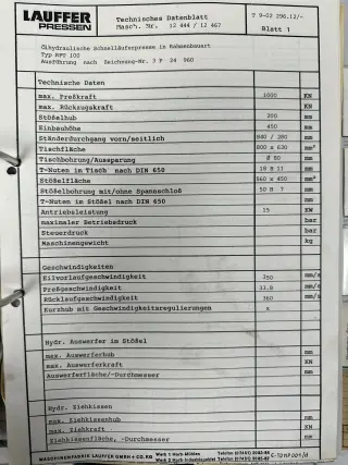 Гидравлический пресс Lauffer - RPT 100