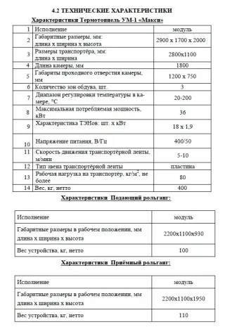 Термотоннель с подающим модулем и приёмным рольгангом