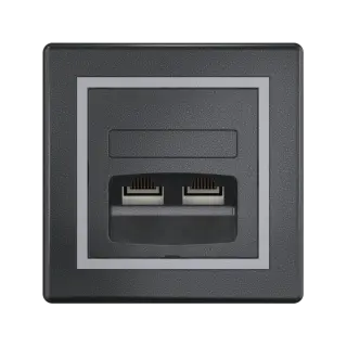 Розетка скрытой установки CADUCEUS ALING PRESTIGE двойная компьютерная с модулями Keystone RJ45 8P8C cat.6, UTP