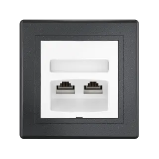 Розетка скрытой установки CADUCEUS ALING PRESTIGE двойная компьютерная с модулями Keystone RJ45 8P8C cat.6, UTP